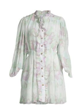Avantlook Pastel Green & Light Pink Ruffle-Front Dress